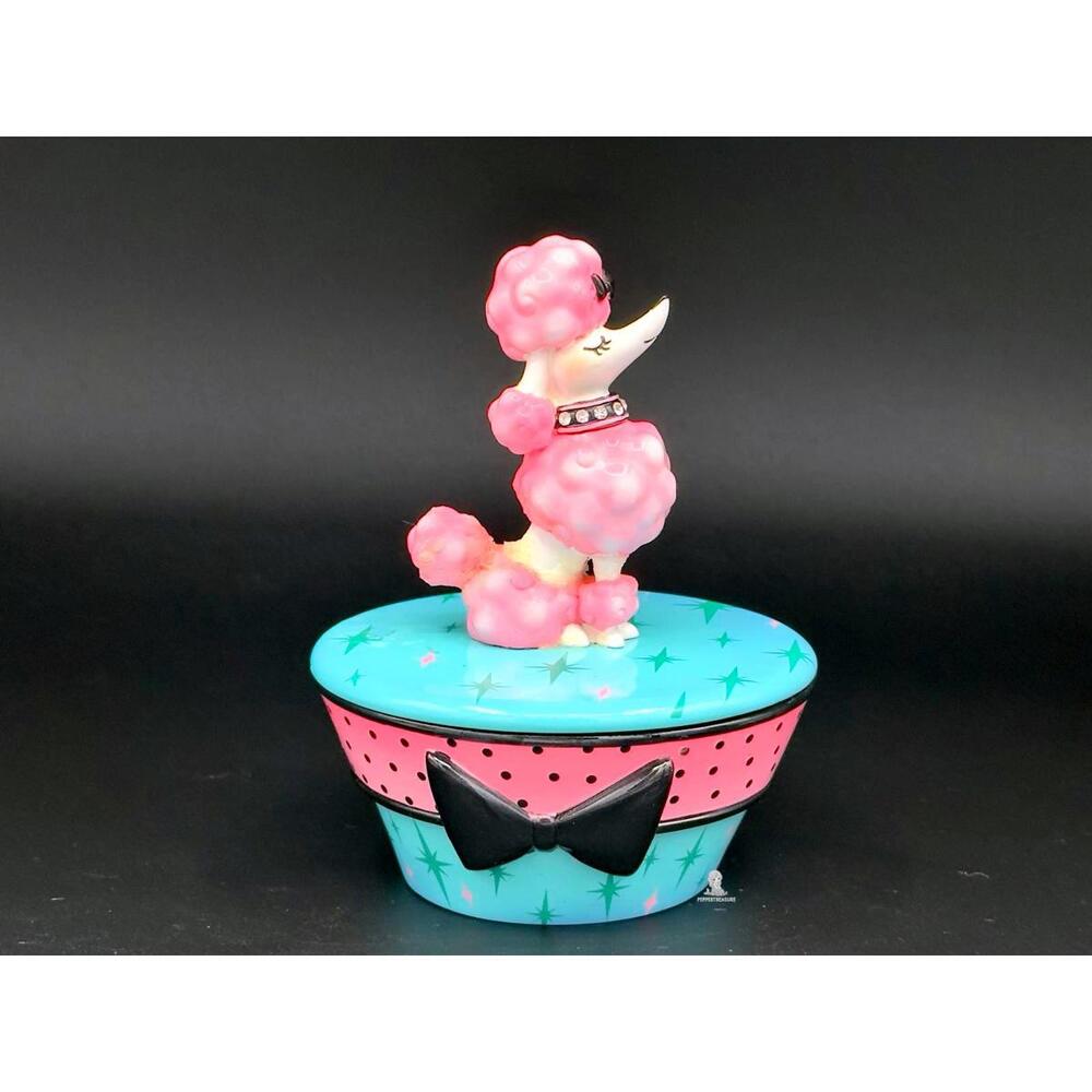 Vintage Retro Collection Pink Poodle Decorative Container with Lid Trinket Box